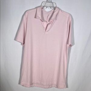 LULULEMON MENS PINK STRIPED POLO SHIRT XL